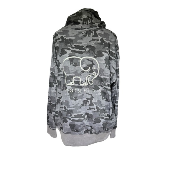 Ivory Ella Gray Elephant Camo Hoodie Size Extra Large - Picture 3 of 8